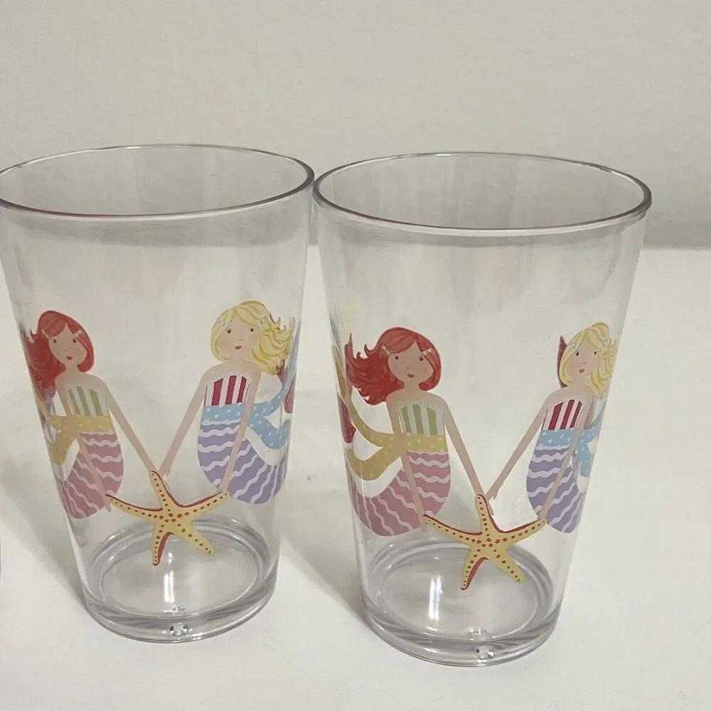 Pottery Barn Kids Mermaid Melamine Plates and Cups Lot
